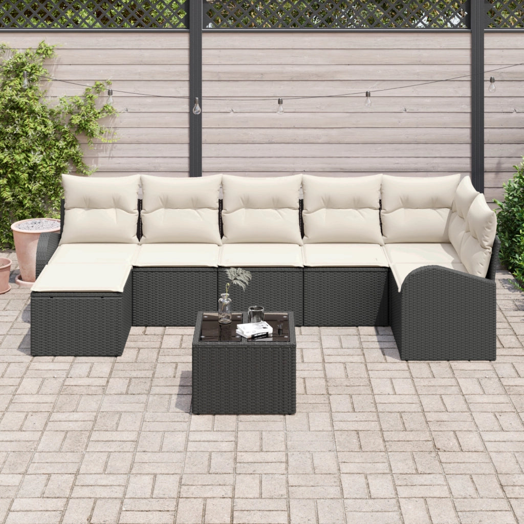 Set Divano da Giardino in 7 Pezzi con Cuscini Rattan Polivalente Marrone