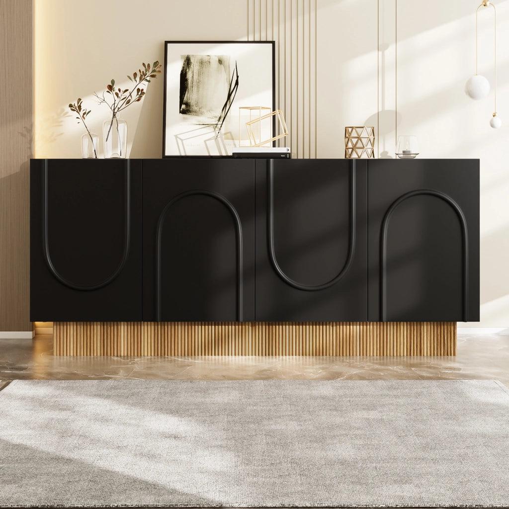 Credenza Moderna 4 Ante ¨C Xylo ¨C Legno, Ripiani, Soggiorno, 160x75x38