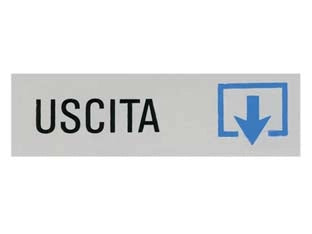 TARGHETTA ADESIVA USCITA (FRECCIA IN GIU')- - cm.15x5h. - 10 pezzi
