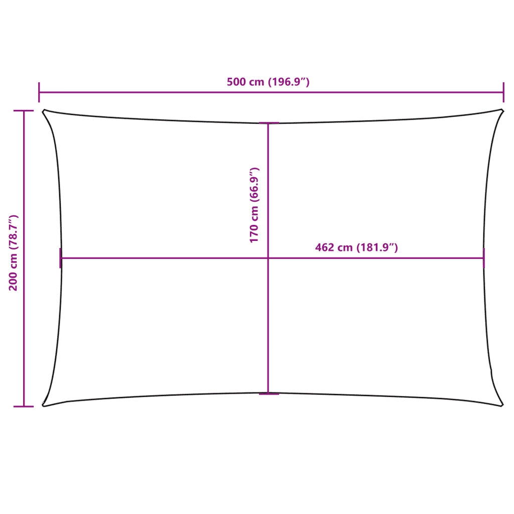 Parasole a Vela Oxford Rettangolare 2x5 m Beige 135149