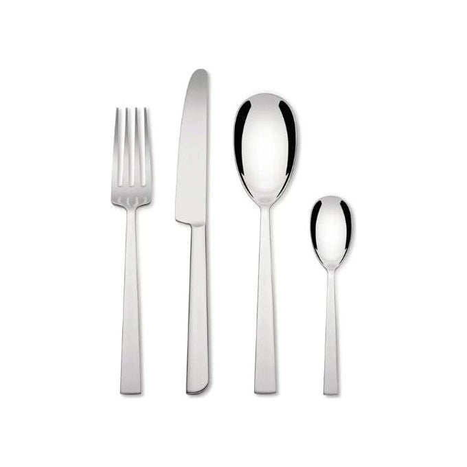 Alessi Asta servizio di posate 24 pezzi, acciaio inox 18-10, set per 6 persone, design Alessandro Mendini, lucido
