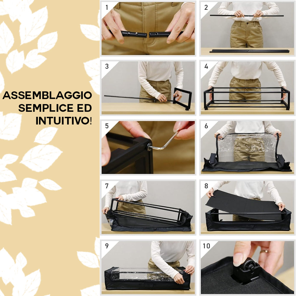 Contenitore Sottoletto con Ruote Salvaspazio Resistente con Cerniera e Maniglie