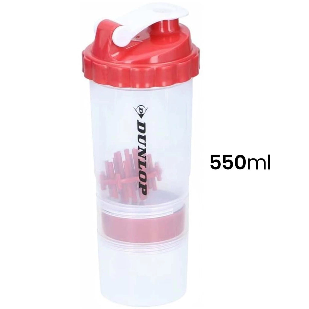 Bottiglia sportiva 550 ml Shaker con chiusura Rosso Dunlop