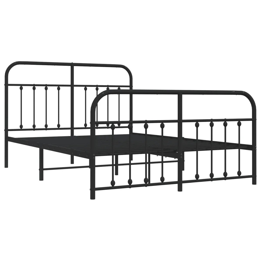 Giroletto con Testiera e Pediera Metallo Nero 140x200 cm 352597