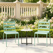 Set di 2 sedie da giardino impilabili in acciaio verde, sedie da esterno per terrazza e balcone