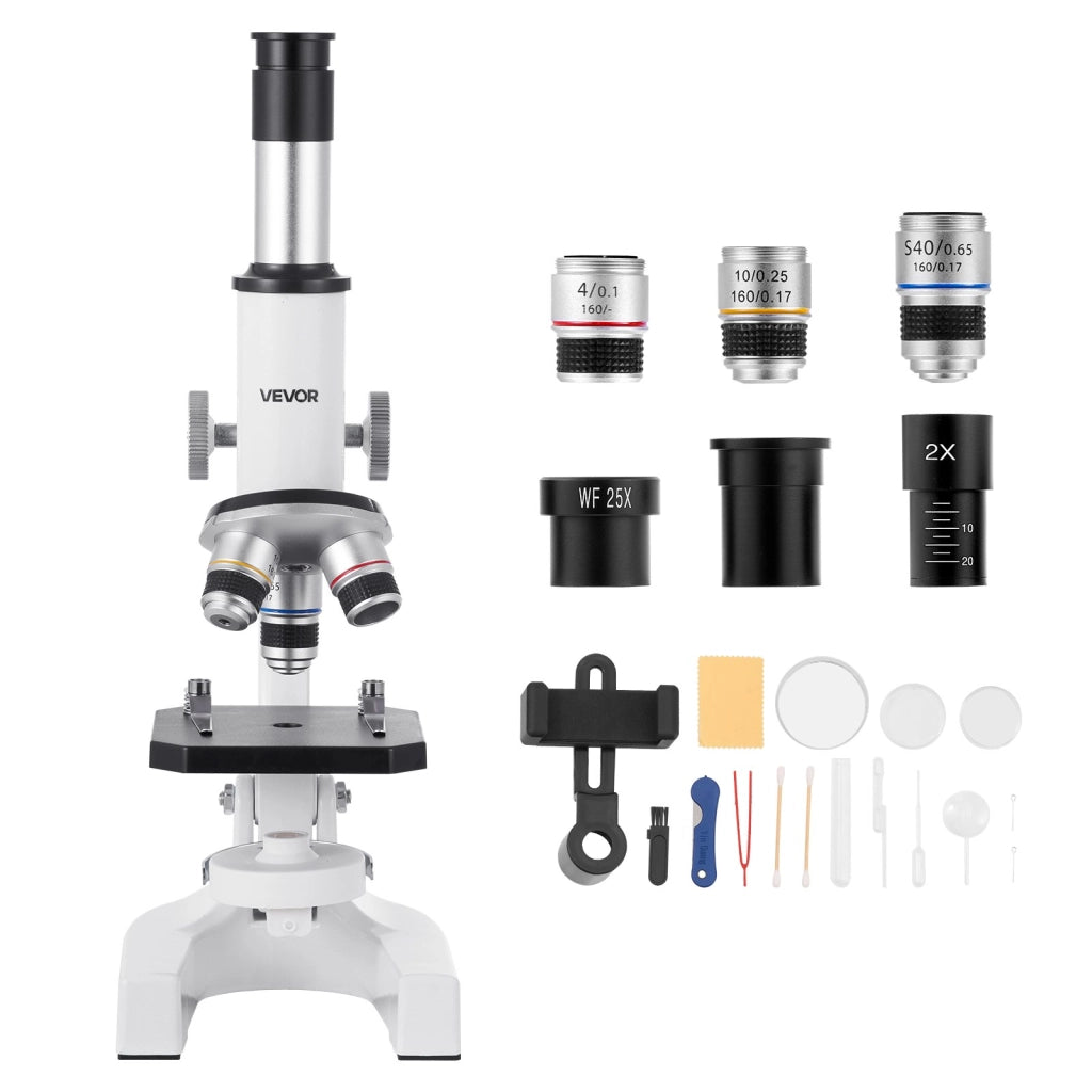 Microscopio monoculare composto 40X-2000X xsp-01A in lega di alluminio con luce LED e supporto per smartphone per laboratorio scuola