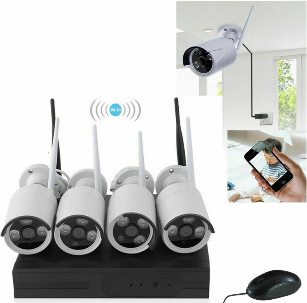 KIT Videosorveglianza WIFI DVR NVR 4 Canali 4 Telecamere Wireless - ZENCOCCO