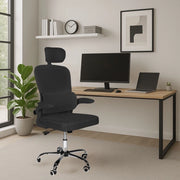 Sedia da ufficio ergonomica Vibes con tessuto a rete nero con base cromata