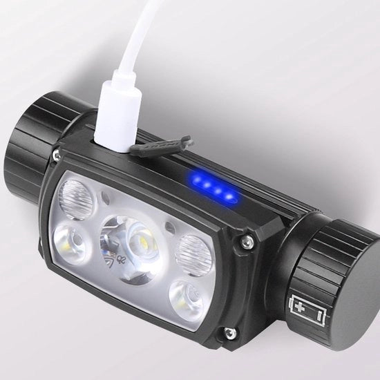 Lampada da testa ricaricabile, LED da testa super luminosa, lampada da testa rimovibile, fascia da testa magnetica torcia da tasca, lampada da testa portatile, destinata ad adulti per uso all'aperto, specifica 6 (inclusa 1 pezzo batteria 21700)