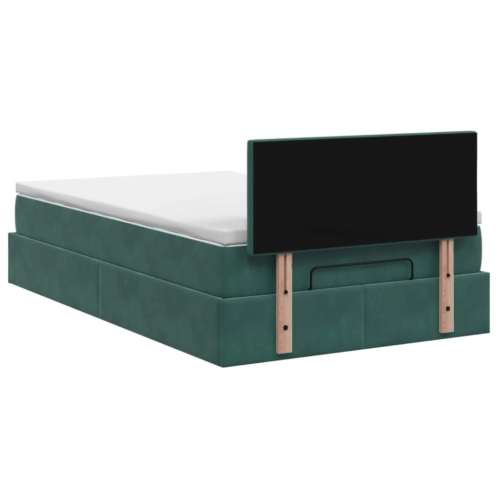 Letto Ottomano con Materasso e LED Verde Scuro 120 x 190 cm 3458364