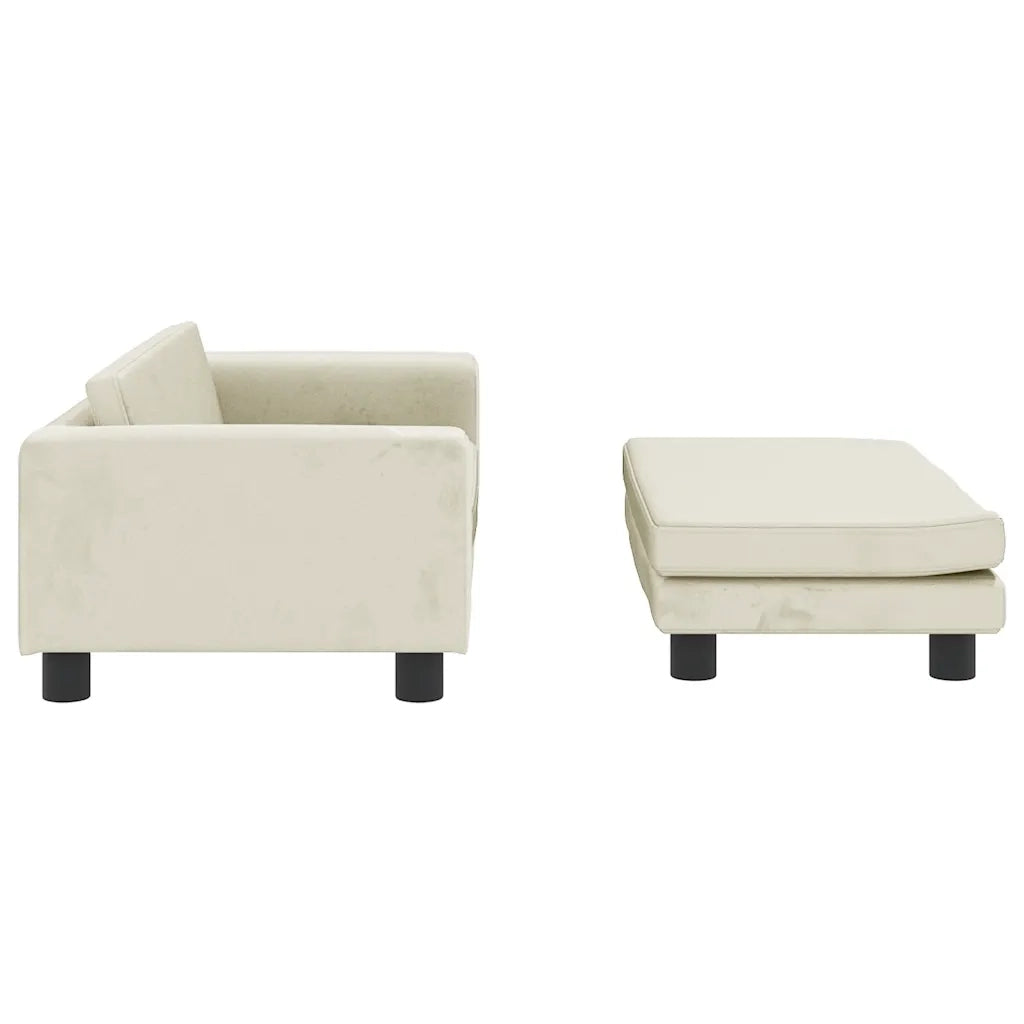 Divano Bambini con Poggiapiedi Crema 100x50x30 cm in Velluto 3196413