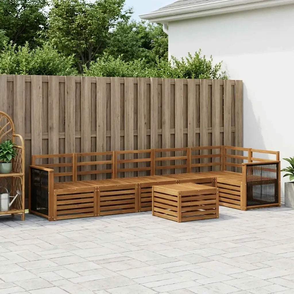 Set divano sezionale 6 pcs Naturale Legno di Acacia Massello