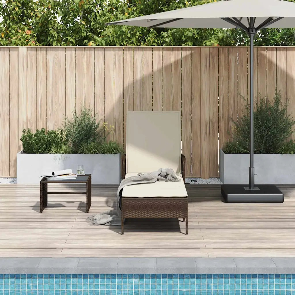 Lettino da sole Marrone e Bianco Crema 55 x 200 x 92 cm 365426
