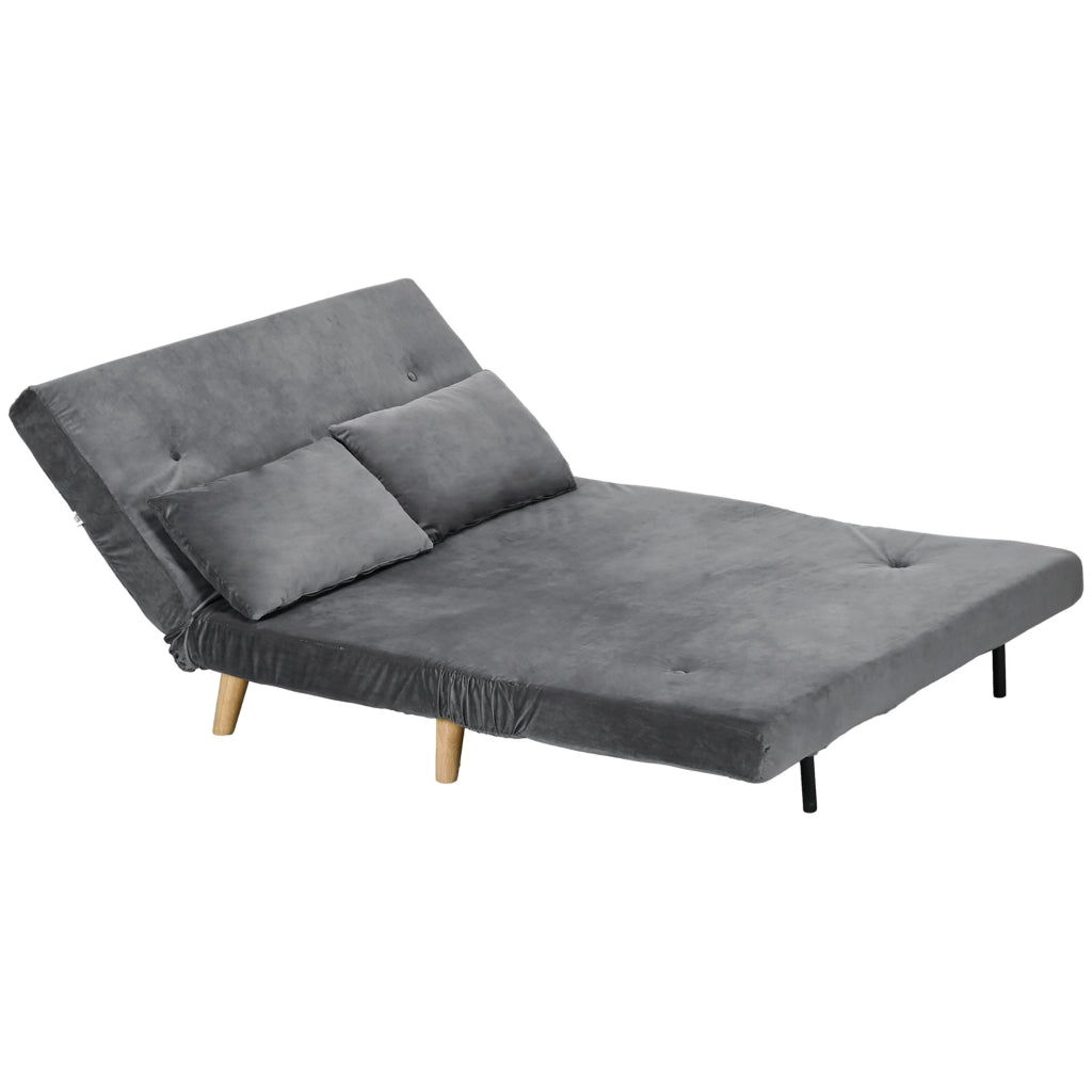 Divano letto ¨C zephmum ¨C 130x78x79, grigio, tessuto velluto, con cuscini
