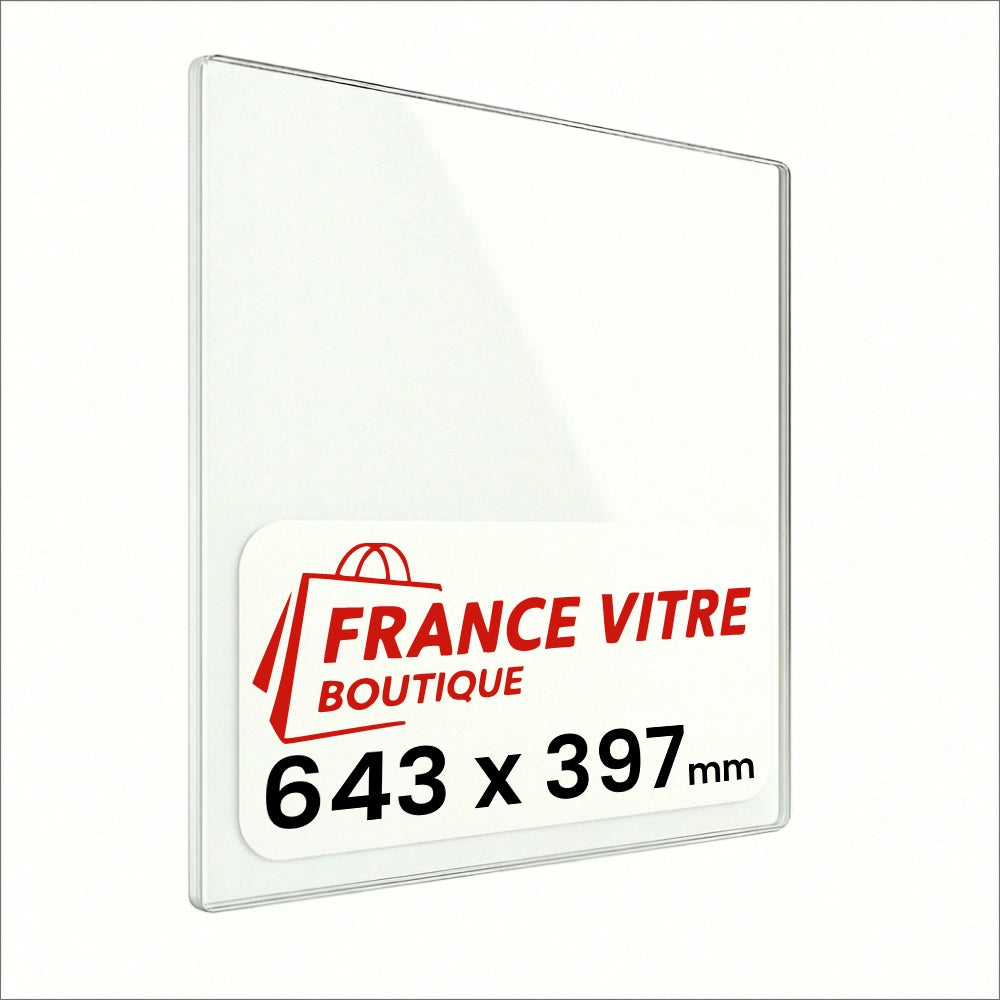 643 x 397 x 4 mm - Vetro per stufa a legna - vetro camino di ricambio - vetro per caminetto resistente al fuoco - France Vitre