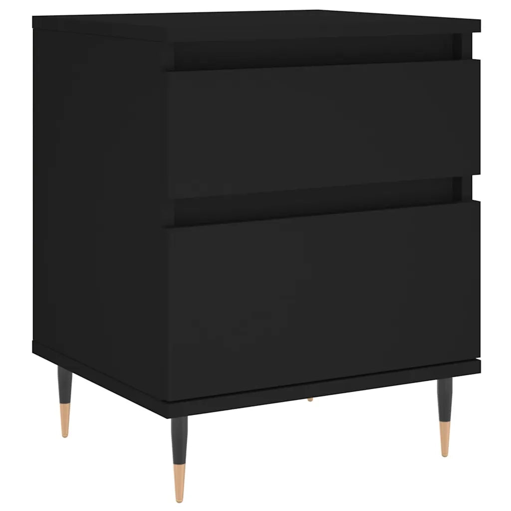 Set di 2 Comodini | Armadio da Notte | Mobiletto da notte Neri 40x35x50 cm in Legno Multistrato