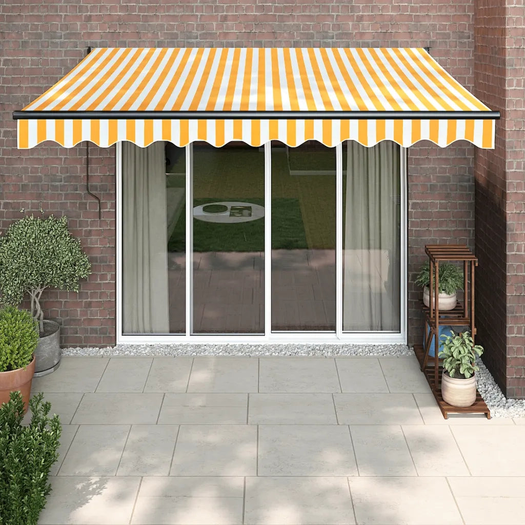 Tenda Sole Automatica Retrattile Gialla e Bianca 3x2,5 m 3154506