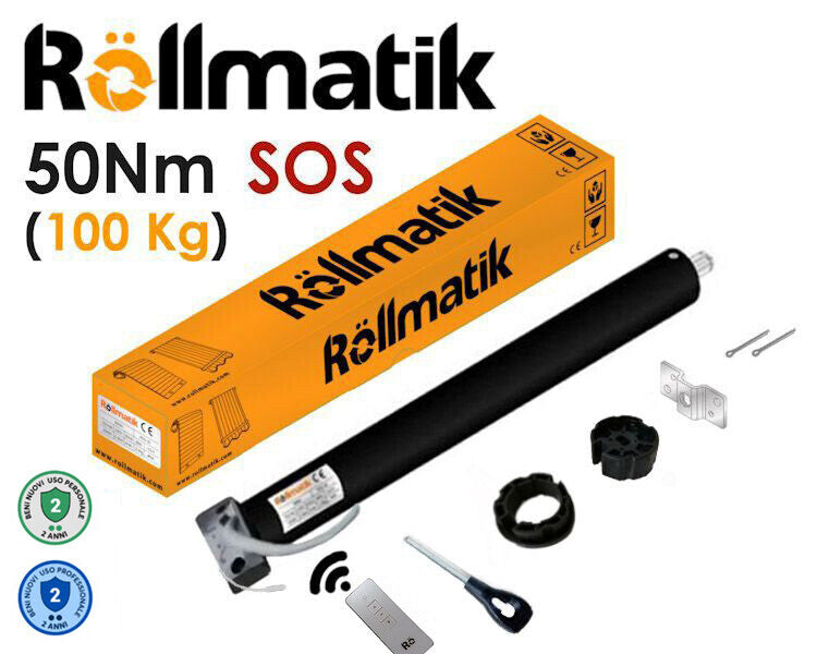 Motore per tende da sole con telecomando e manovra di soccorso 50 Nm - 100Kg - Per rullo ogiva tondo diametro 70mm