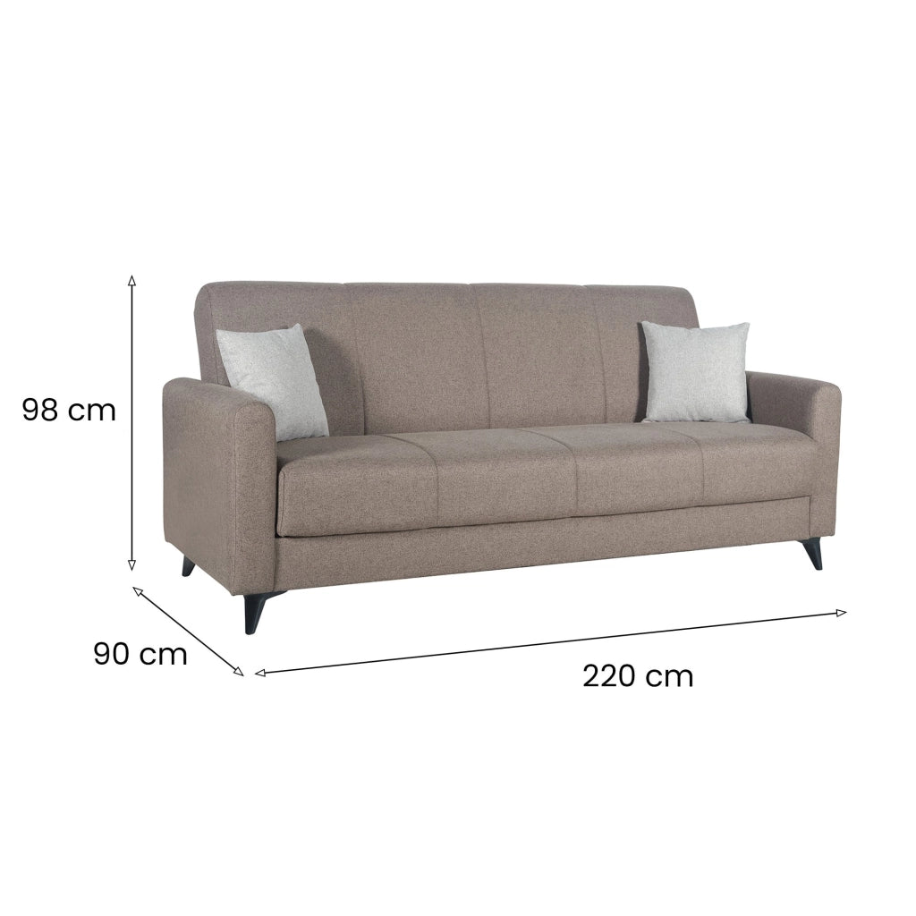 Mulazzo, Divano Letto 3 Posti Contenitore, 220x90 cm Marrone