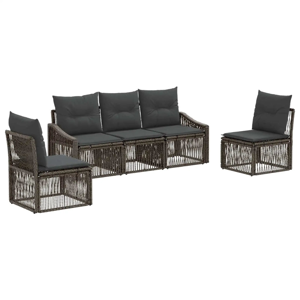 Set Divano da Giardino 5 pcs Grigio polyrattan 3435962
