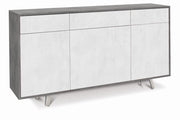 Mobile Madia 3 ante e 3 cassetti  H92 L164 P41 Cm Struttura color Cemento Frontali Bianco ossido 7076k Sarmog