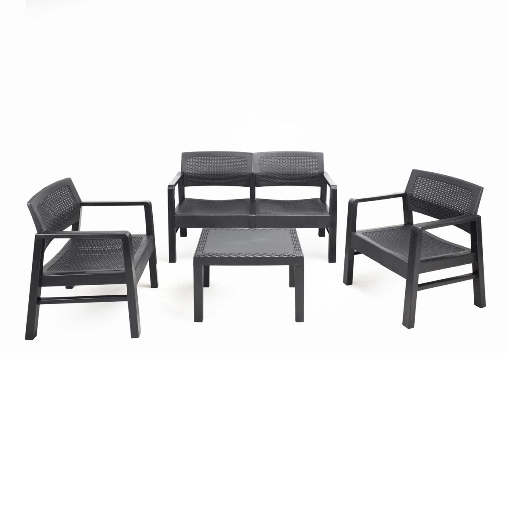 MAURY'S SET MOREEA DA GIARDINO EFFETTO RATTAN IN COLORE ANTRACITE