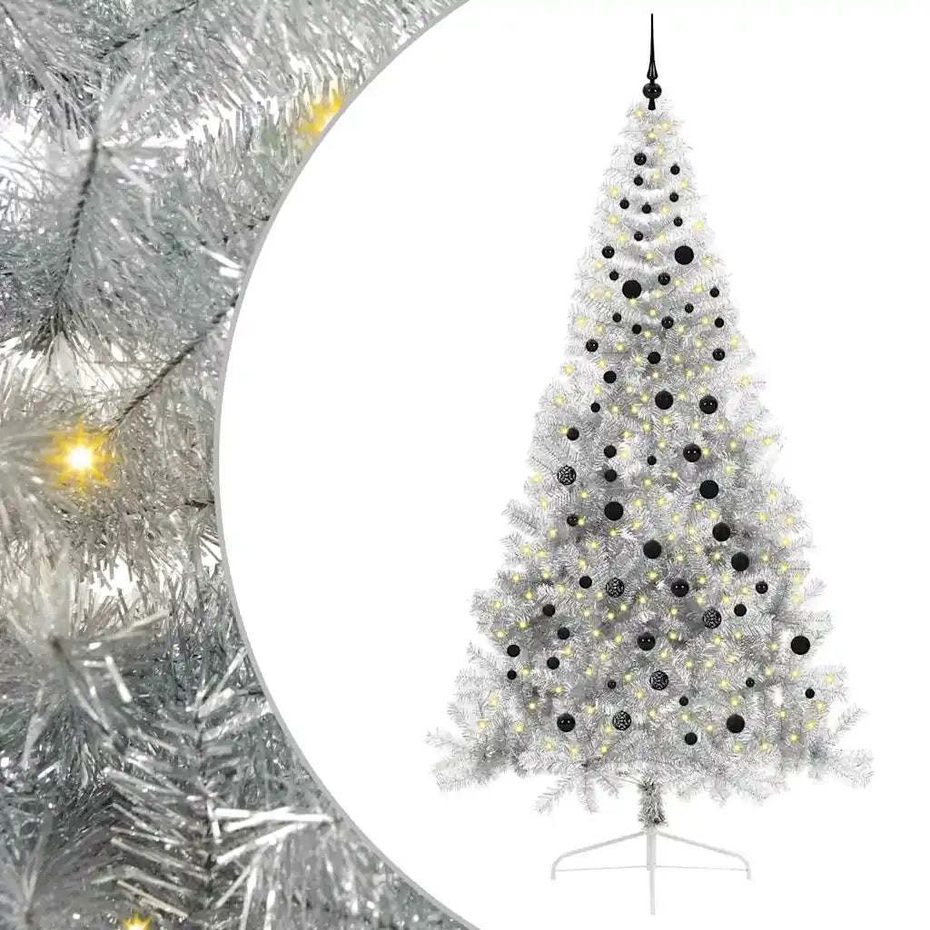 Albero di Natale artificiale con luci integrate Argento 240 cm