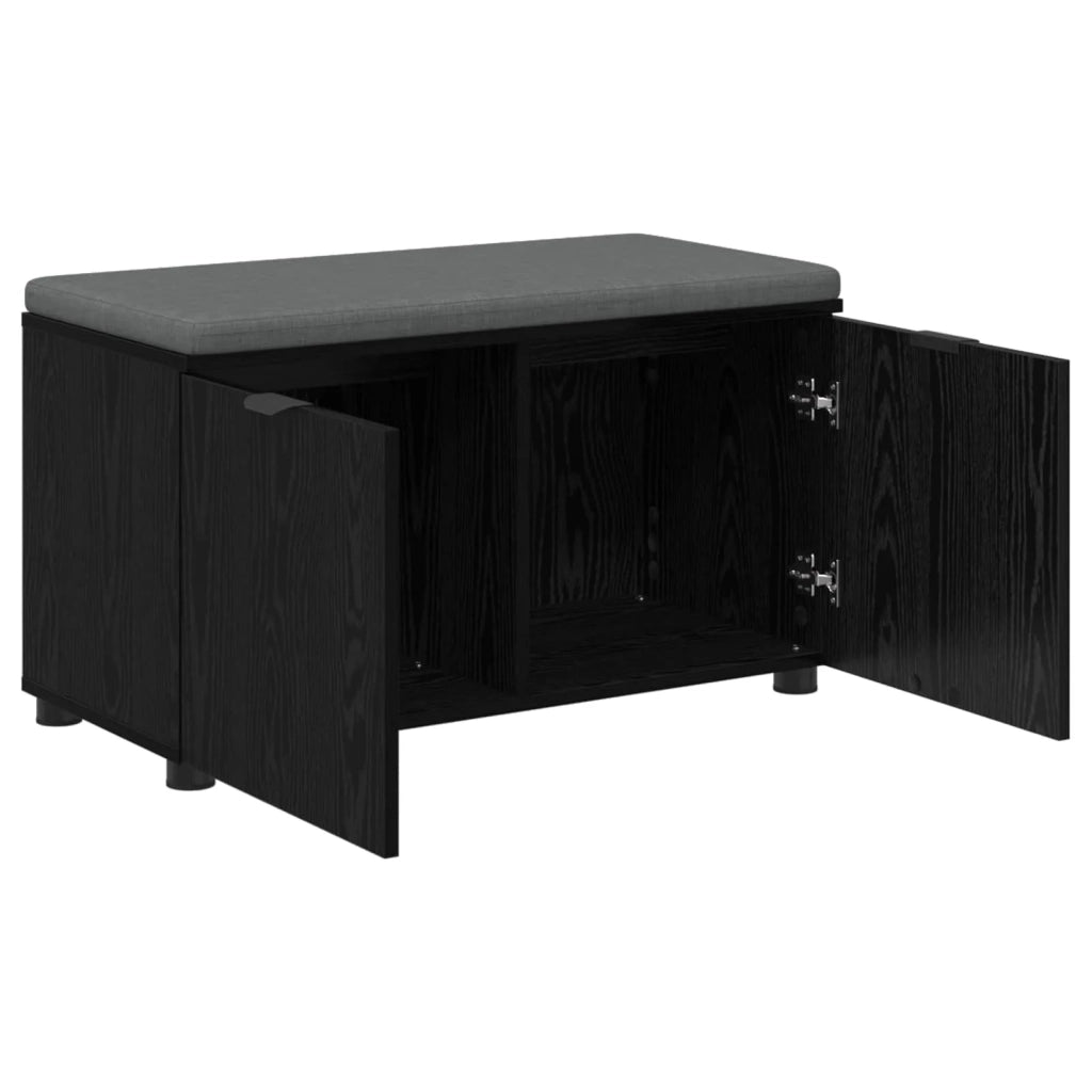 Panca per ingresso con cuscino Rovere Nero 80 x 38 x 46 cm