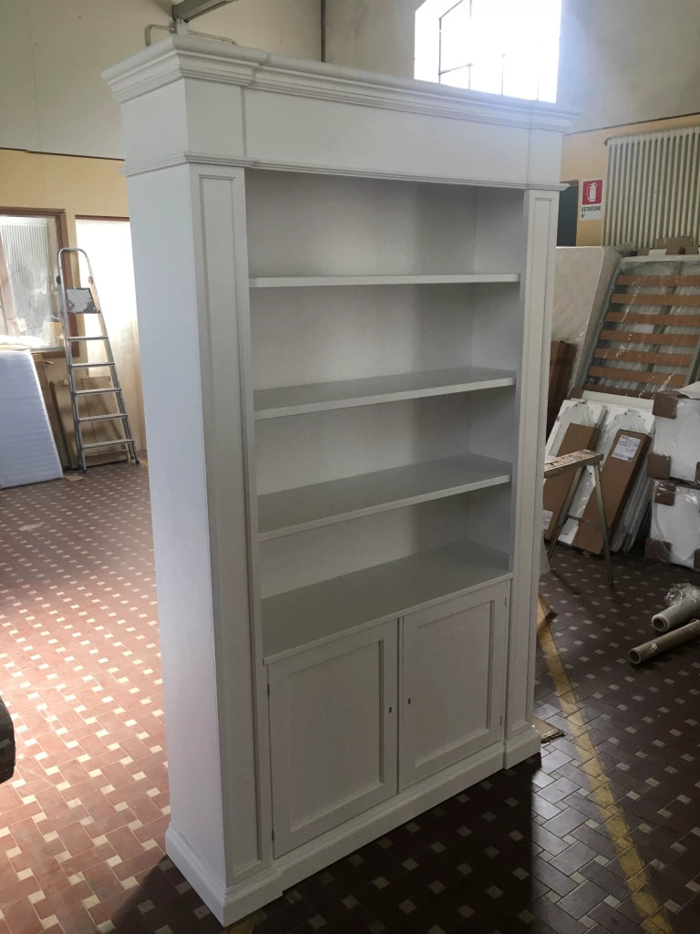 Libreria classica 2 porte in legno bianca 140x40x220 (1457) - Mobili 2G