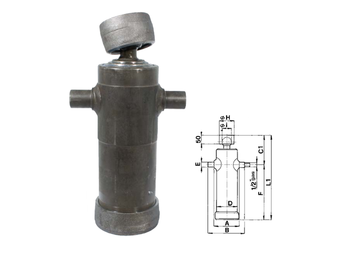 Cilindro telescopico idraulico con attacco a sfera Cermag sfilate 3 - 60729