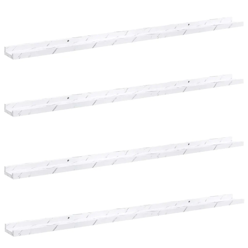 Scaffale da parete 4 pz Marmo Bianco 115 x 9 x 3 cm