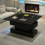 Tavolino rialzabile 100x50x51.5 cm con LED e vano portaoggetti in truciolato nero