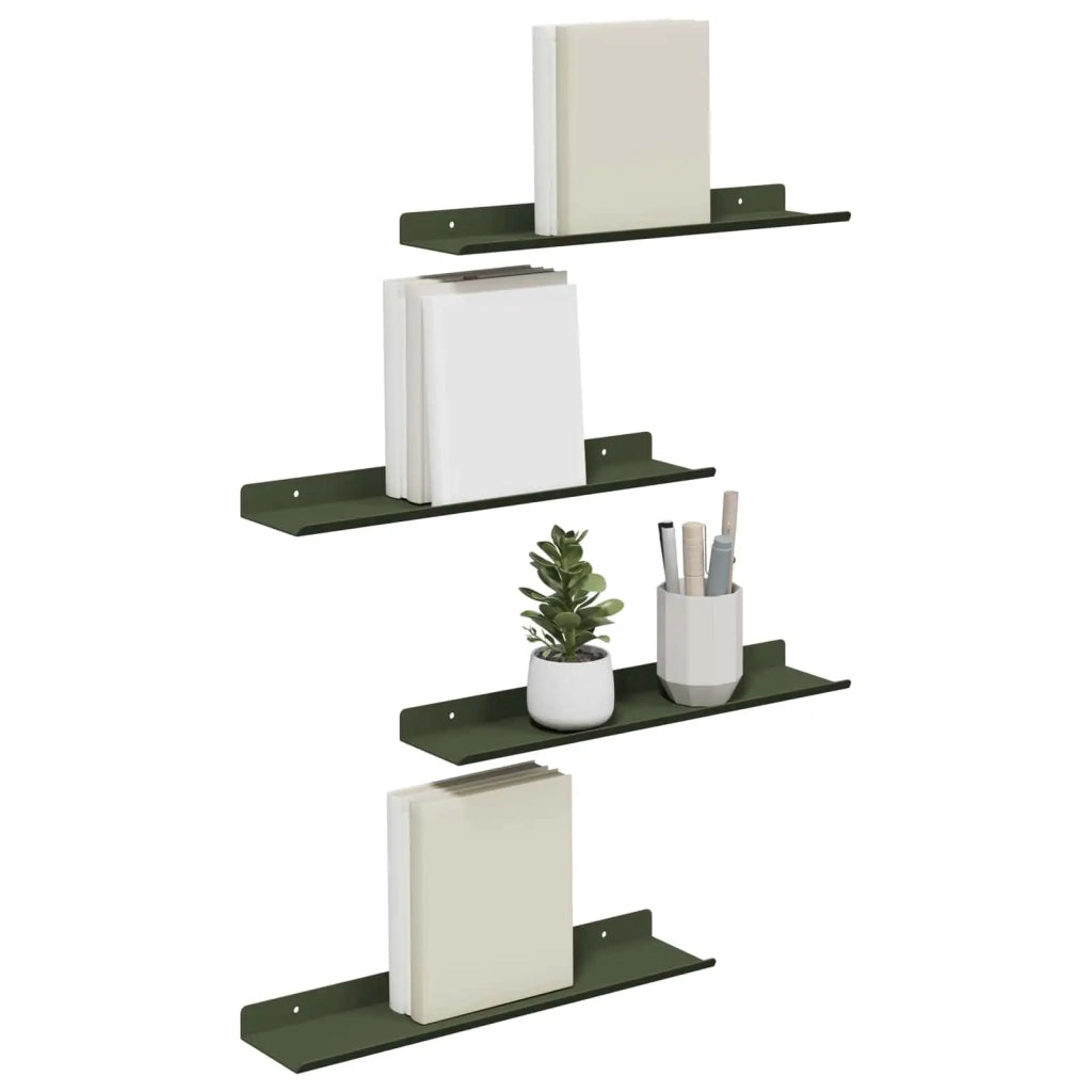 Mensola sospesa 4 pcs Verde oliva 40 x 8,5 x 2,5 cm Acciaio