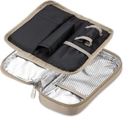 Zaino termoisolante portatile per diabete con 2 pacchi di ghiaccio gel - borsa di stoccaggio portatile e leggera per medicinali, penna per diabete e accessori, (nero e marrone)