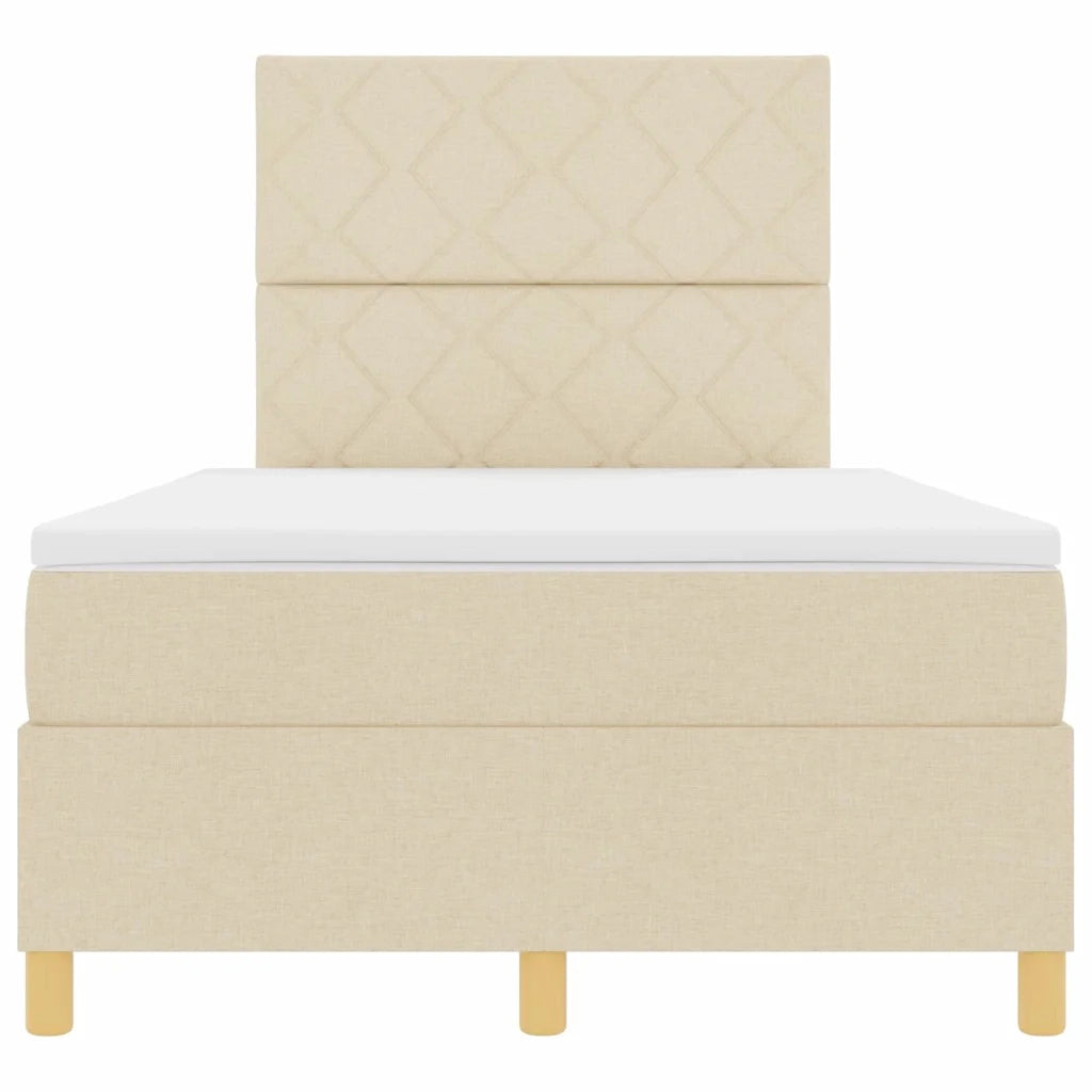 Letto a Sorgente LED con materasso Crema 120 x 200 cm Tessuto 3343171