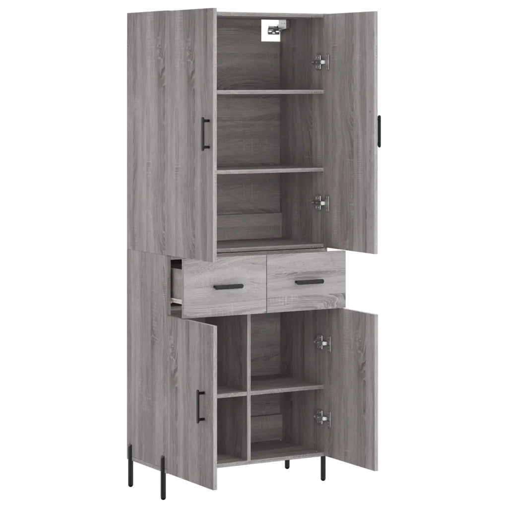 Credenza Grigio Sonoma 69,5x34x180 cm in Legno Multistrato 3198159