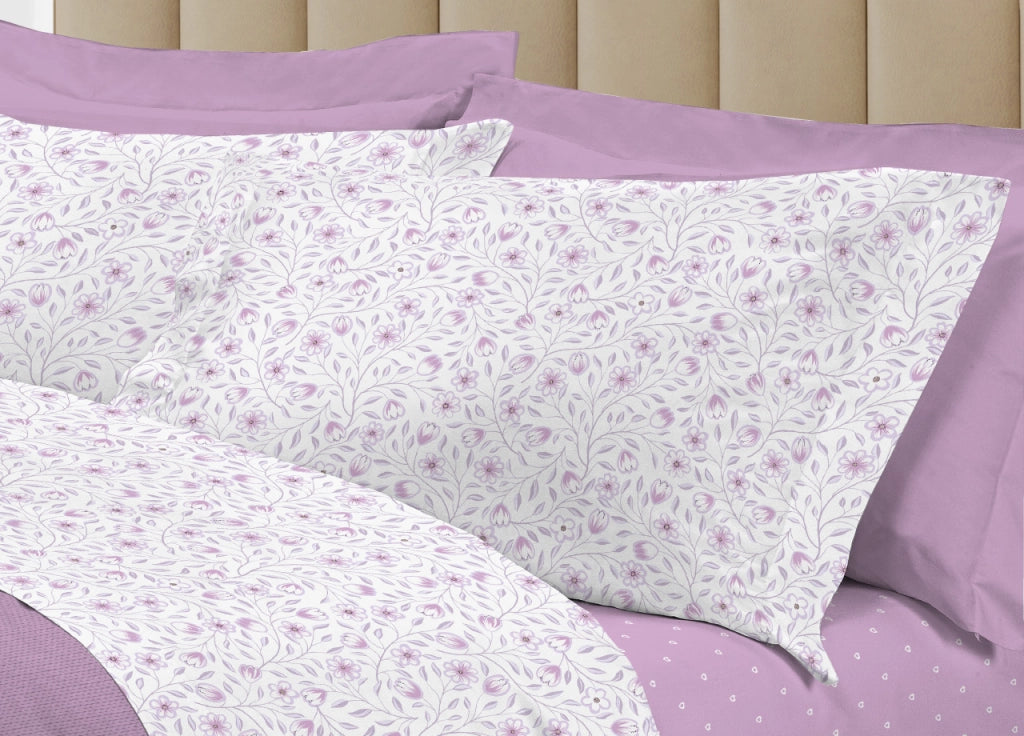 Completo Lenzuola Letto 100% Cotone Italy 3027 Disegno Melody - Matrimoniale - Rosa