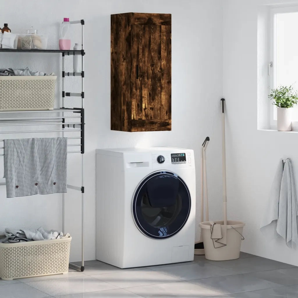 Mobile a Parete Rovere Fumo 34,5x34x90 cm in Legno Multistrato 830521