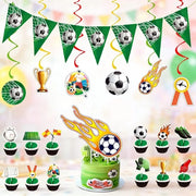 Decorazione da festa per compleanno, 26 pezzi, bandiera a onde per festa di calcio, slitta a onde, slitta per fan di calcio, decorazioni da festa, accessori da festa