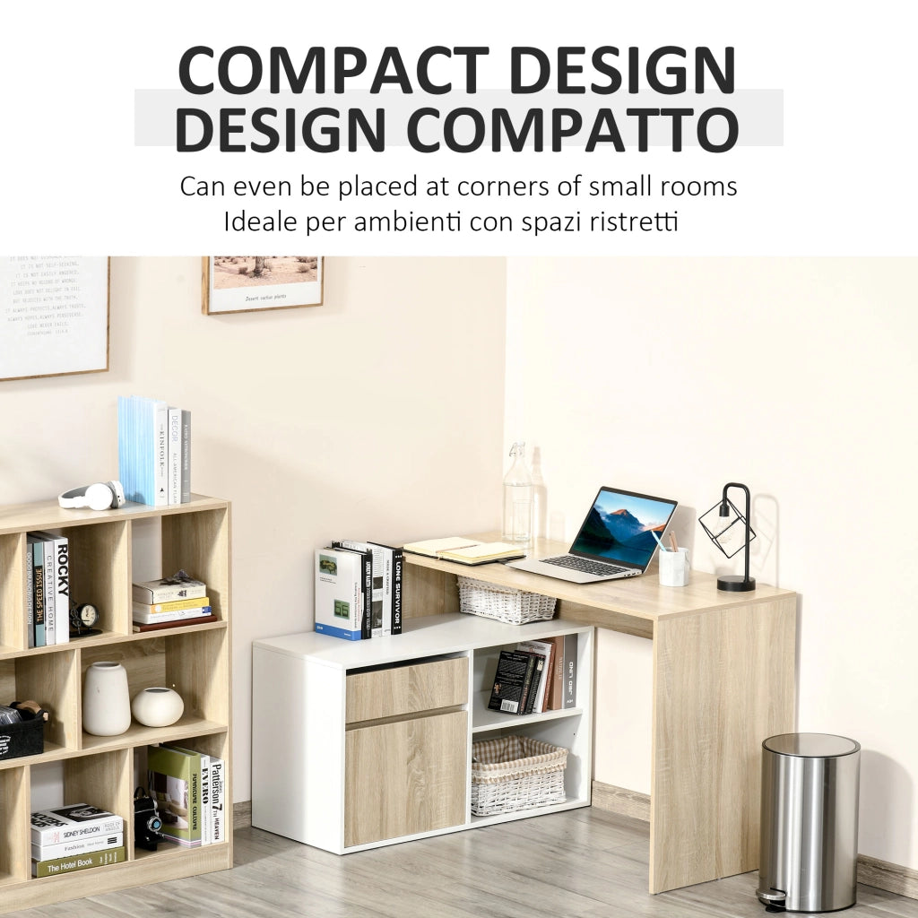 Scrivania Angolare per Computer ¨C Zephmum ¨C Legno Rovere Bianco 90x50x