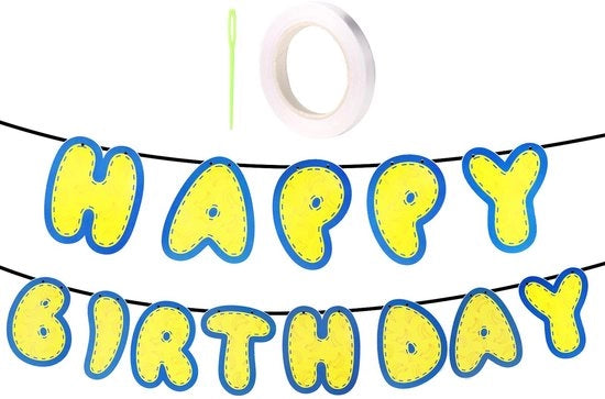 Balloone Happy Birthday Bandiera, Tema Cartoonesco Happy Birthday per Decorazioni di Festa