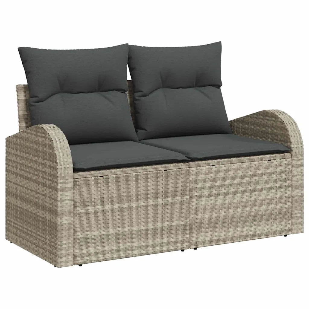 Set di divani con cuscino Grigio chiaro polyrattan