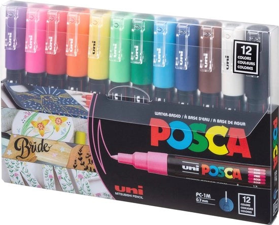 Set di 12 Pennelli a Colori con Punta Extra Sottile - Ideali per Progetti Creativi