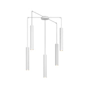 Lampadario Industrial-Minimal Xeana Metallo Bianco 5 Luci Gu10