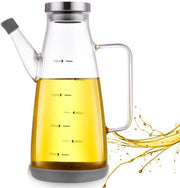 Olio in Vaso da 750 ml - Vaso di Vetro con Maniglia Antiscivolo - Dispensatore Senza Gocce - Dispensatore di Olio Imprigionato - Vetro Sostituibile e Leccheggiante - Vaso di Olio in Vetro Leccheggiante e Duraturo