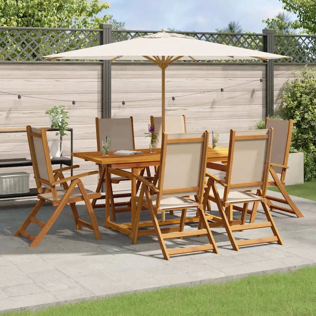 Set Pranzo da Giardino 7pz Legno Massello di Acacia e Textilene 3279325