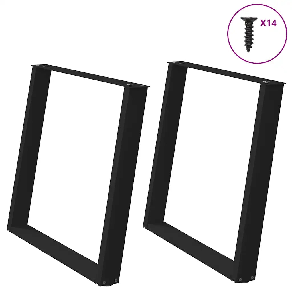Gambe per tavolo da pranzo a forma di U 2 pz nere 100x(72-73) cm in acciaio