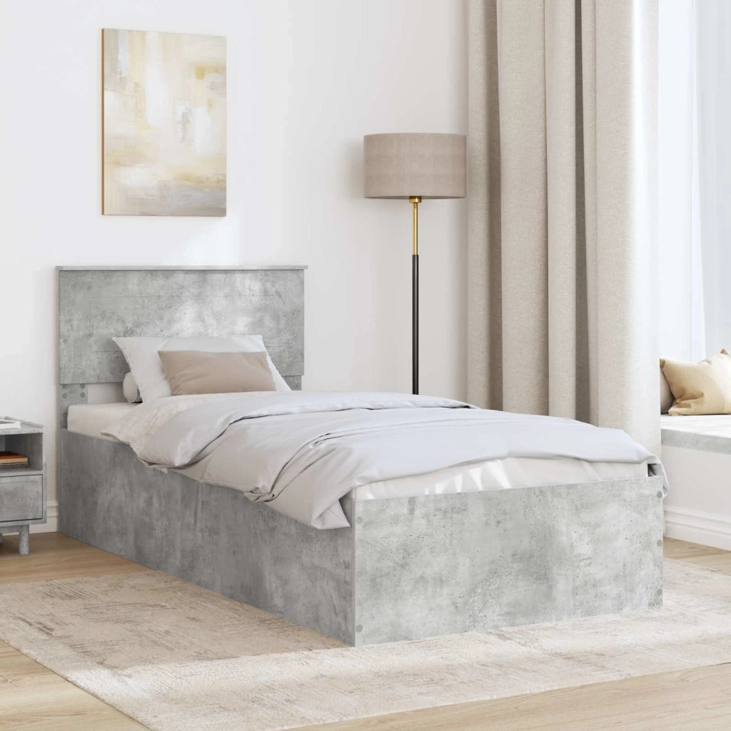 Struttura del letto con testiera-Giroletto con Testiera Grigio cemento 120 x 200 cm 683316