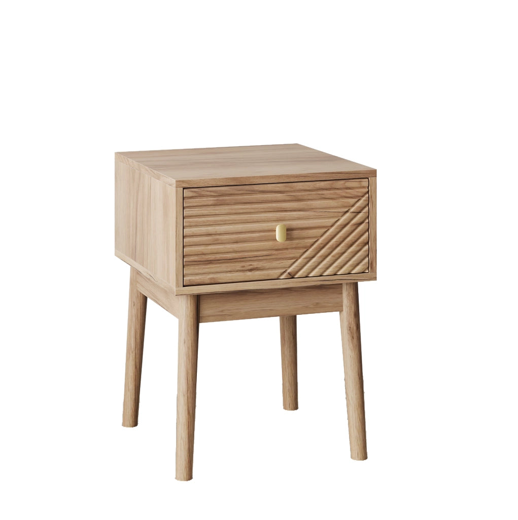 Comodino color rovere con 2 cassetti, 40 x 40 x 55 cm