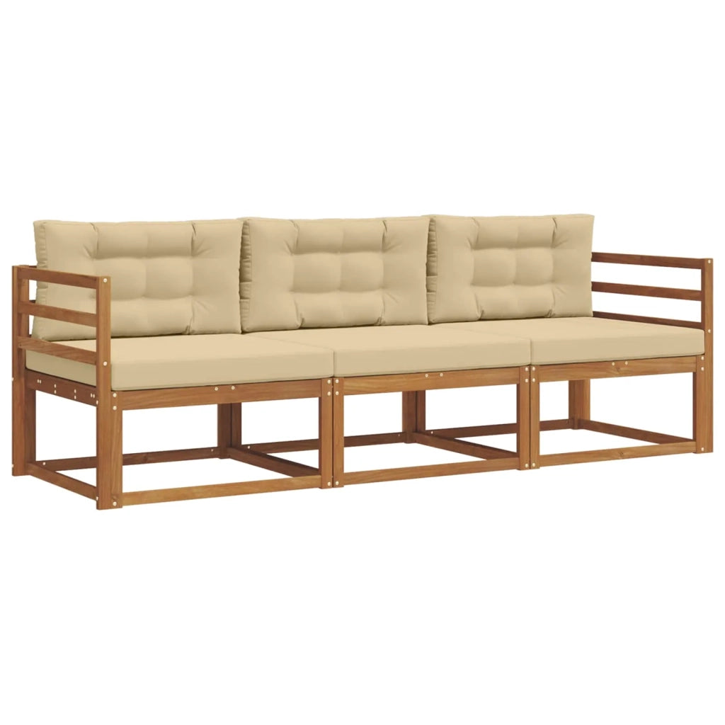 Set di divani da esterno con cuscino 3 pcs Naturale e Beige 3367111